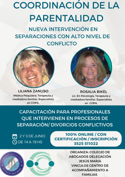 Capacitación para profesionales sobre Coordinación de Parentalidad, Cordoba, Junio 2023.